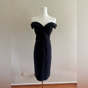 Bardot Off-Shoulder Black Midi Dress
